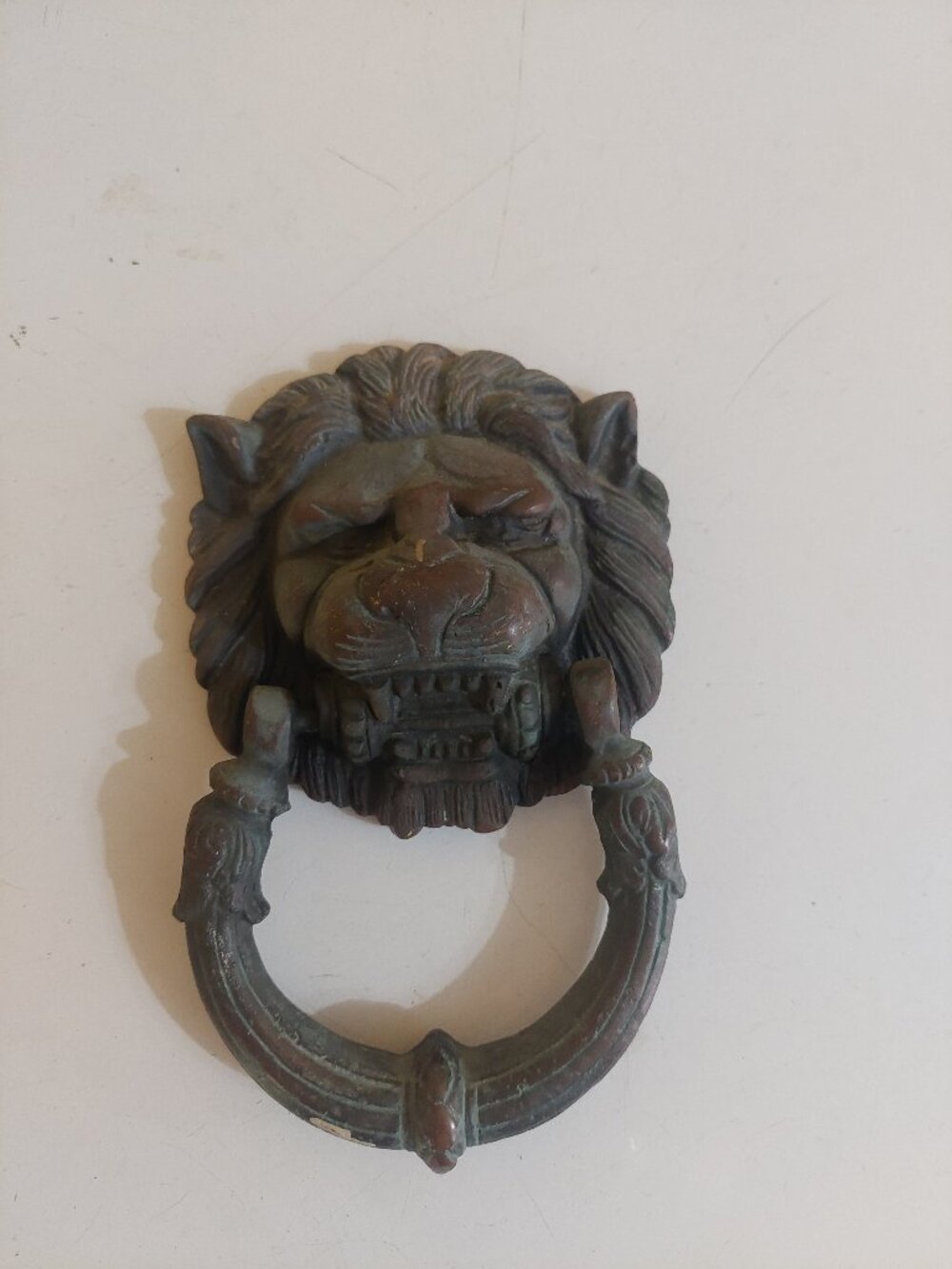 Vintage Antique Brass Lion Head Door Knocker